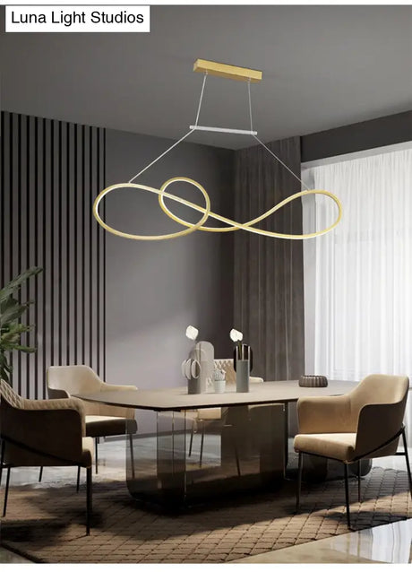 Led Strip Island Pendant Light - Minimalist Metal Dining Room Lighting Fixture