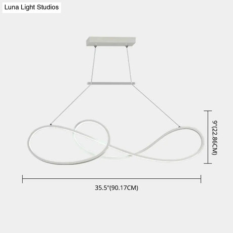 Led Strip Island Pendant Light - Minimalist Metal Dining Room Lighting Fixture