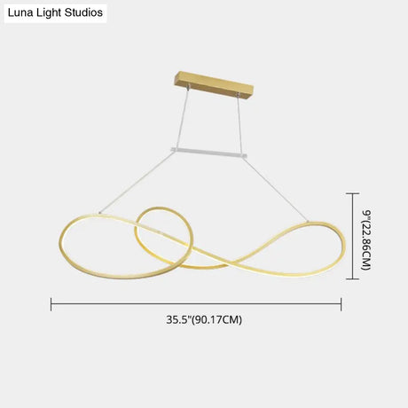 Led Strip Island Pendant Light - Minimalist Metal Dining Room Lighting Fixture