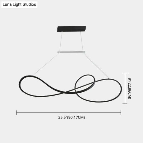 Led Strip Island Pendant Light - Minimalist Metal Dining Room Lighting Fixture