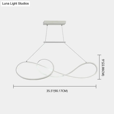 Led Strip Island Pendant Light - Minimalist Metal Dining Room Lighting Fixture