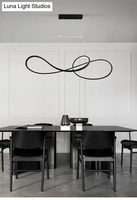 Led Strip Island Pendant Light - Minimalist Metal Dining Room Lighting Fixture