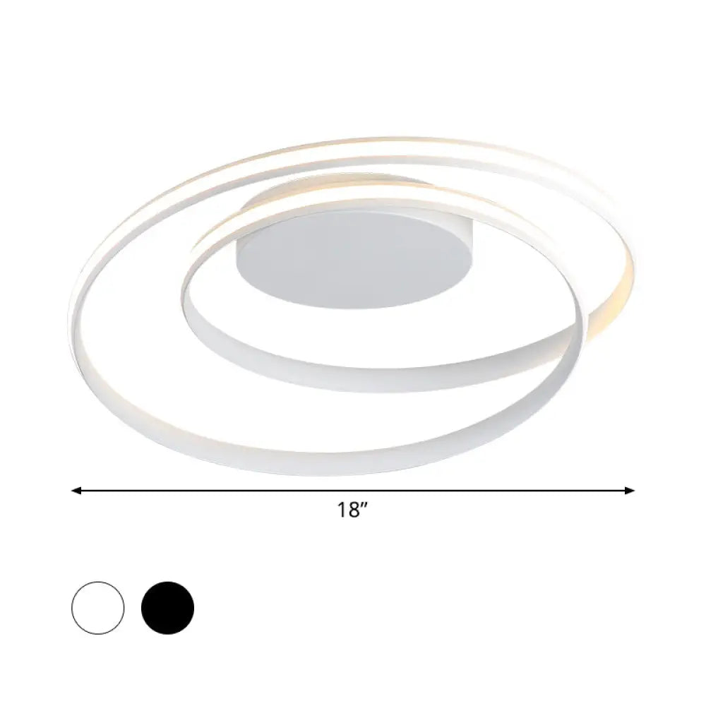 Led Twist Flush Mount Ceiling Light In Simplicity Black/White Aluminum Housing - Warm/White/3 Color