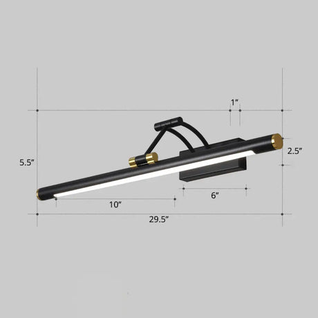 Led Wall Mount Vanity Light - Minimalist Tube Shape Acrylic Fixture With 3-Joint Swing Arm
