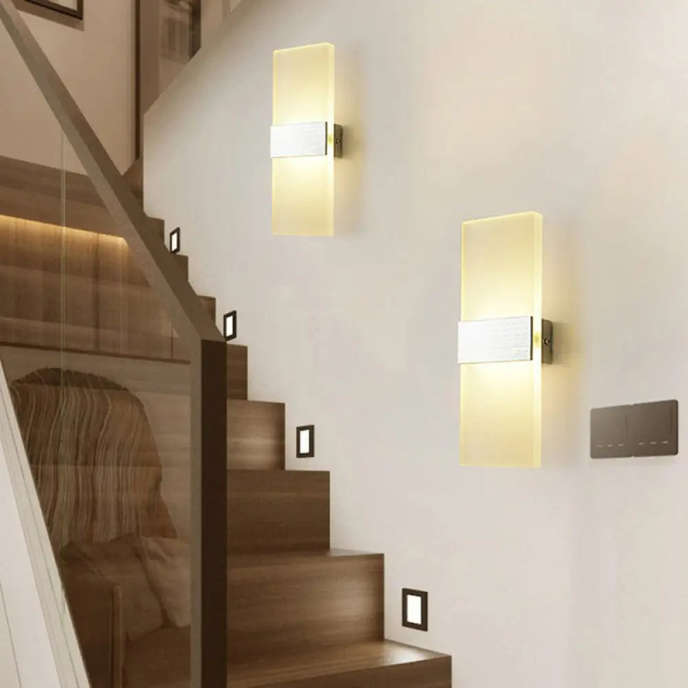 Led Wall Sconce Light With Acrylic Simplicity For Corridors Silver / Warm