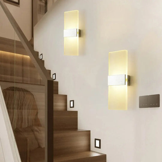 Led Wall Sconce Light With Acrylic Simplicity For Corridors Silver / Warm
