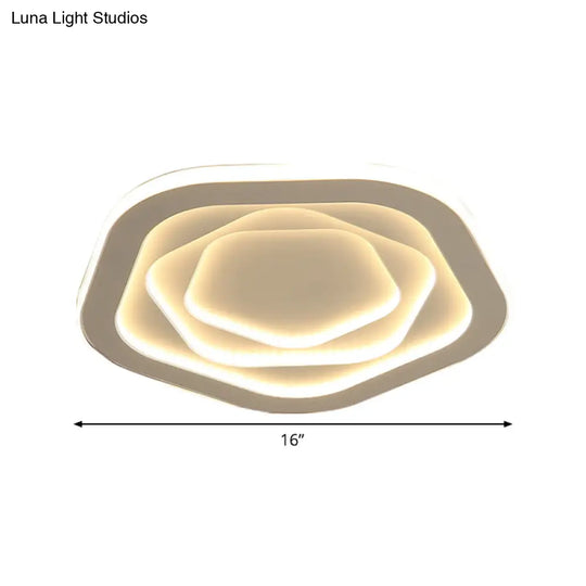 Led White Flush Mount Ceiling Lamp With Modern Acrylic Shade - 16/19.5 For Bedroom