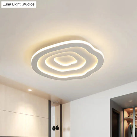 Led White Flush Mount Ceiling Lamp With Modern Acrylic Shade - 16/19.5 For Bedroom
