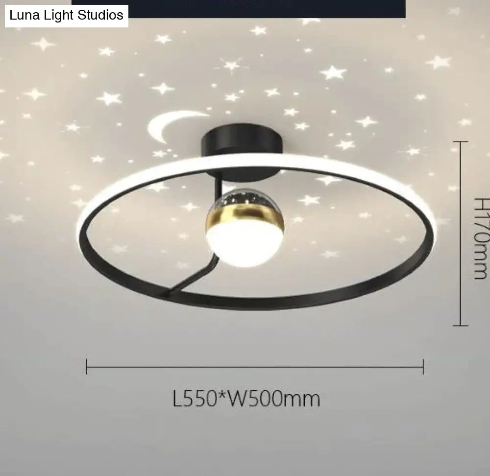 Light Luxury Romantic Starry Sky Bedroom Ceiling Lamp Moon Led