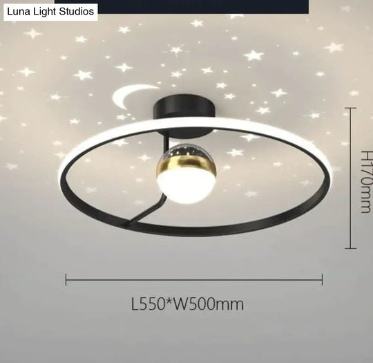 Light Luxury Romantic Starry Sky Bedroom Ceiling Lamp Moon Led