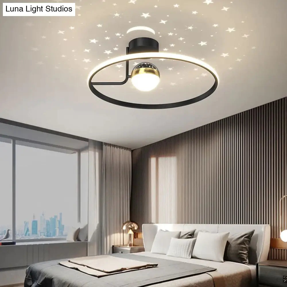 Light Luxury Romantic Starry Sky Bedroom Ceiling Lamp Moon Led