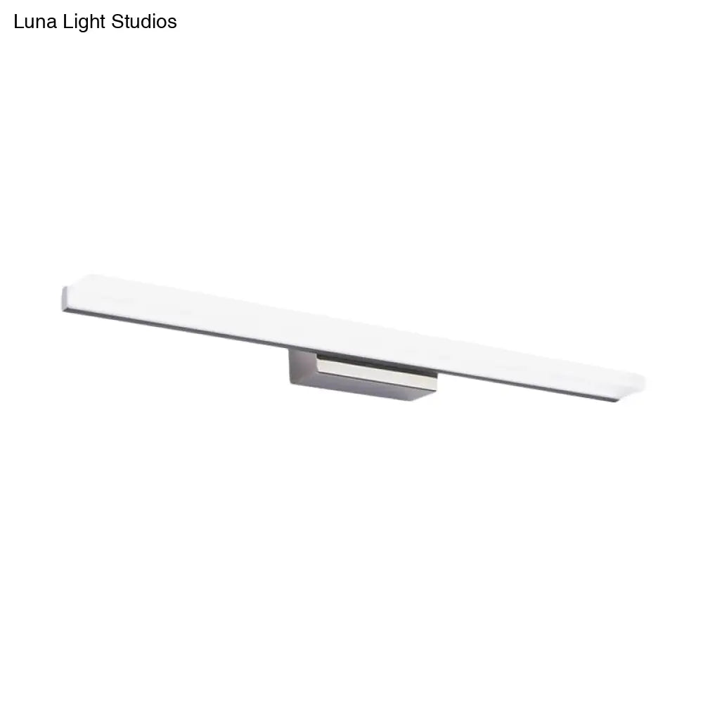 Linear Acrylic Led Vanity Mirror Light - Stylish Silver Wall Mounted Lighting In Warm/White