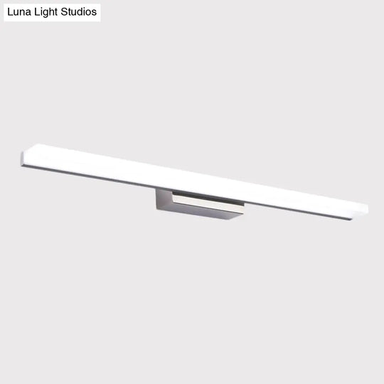 Linear Acrylic Led Vanity Mirror Light - Stylish Silver Wall Mounted Lighting In Warm/White