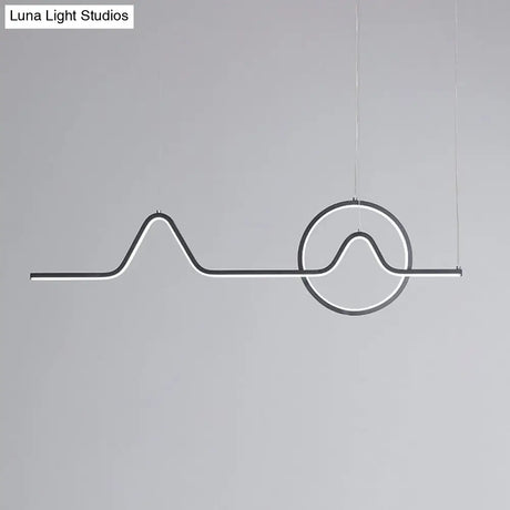 Linear Hanging Acrylic Led Ceiling Light In Black/Gold With Warm/White For Dining Room