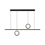 Black/Gold Metal Linear Led Chandelier Lamp - Multiple Hanging Lights Warm/White Glow