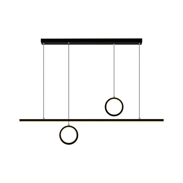 Black/Gold Metal Linear Led Chandelier Lamp - Multiple Hanging Lights Warm/White Glow