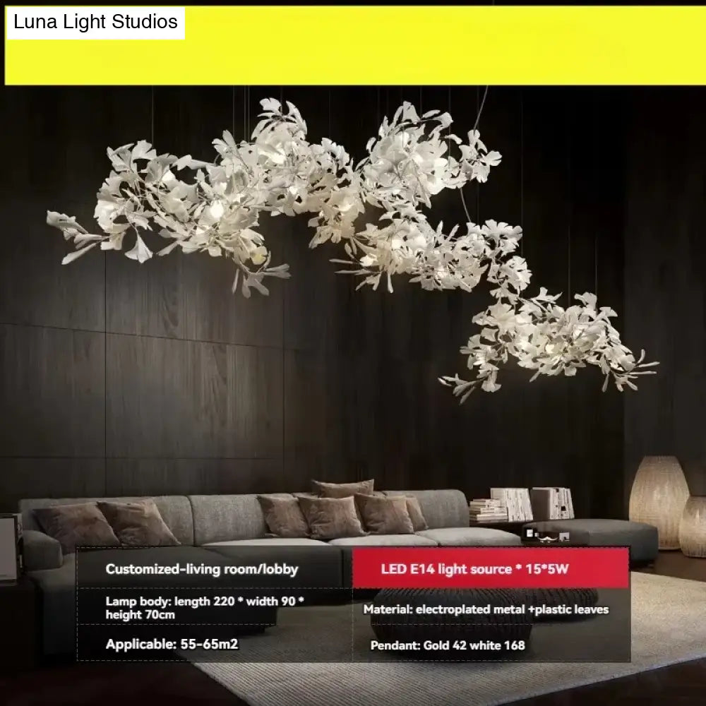 Liora Luxury Duplex Chandelier – Modern Villa Staircase Lighting FOB China / Plastic Leaf / cold light 6000k