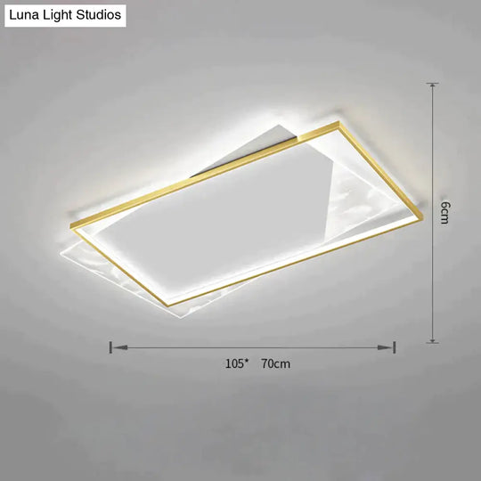 Living Room Lamp Led Light Luxury Modern Creative Feather Ceiling Rectangular Hall Gold / L 105Cm