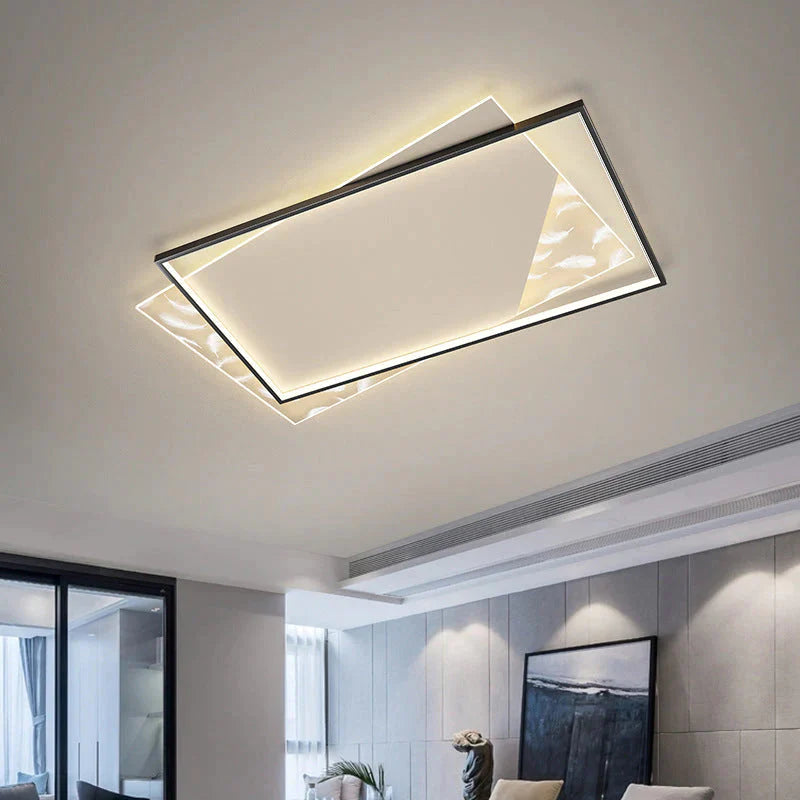 Lampe de salon Led lumière luxe moderne créatif plume plafonnier rectangulaire Hall lampe