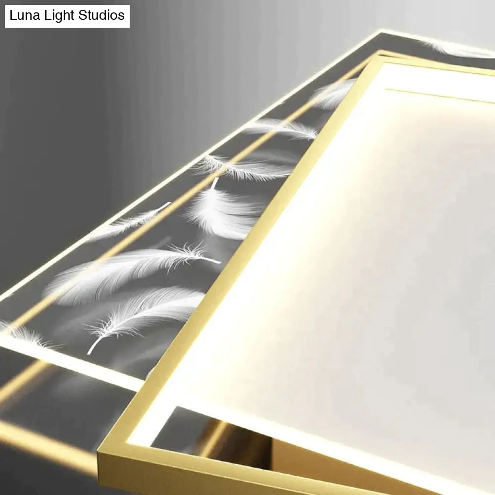 Living Room Lamp Led Light Luxury Modern Creative Feather Ceiling Rectangular Hall