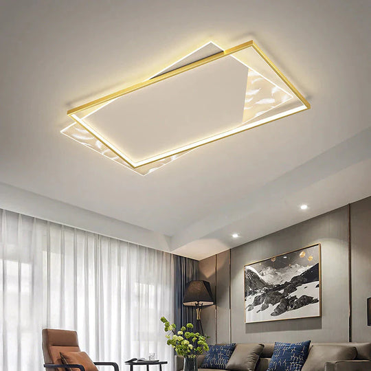 Lampe de salon Led lumière luxe moderne créatif plume plafonnier rectangulaire Hall lampe