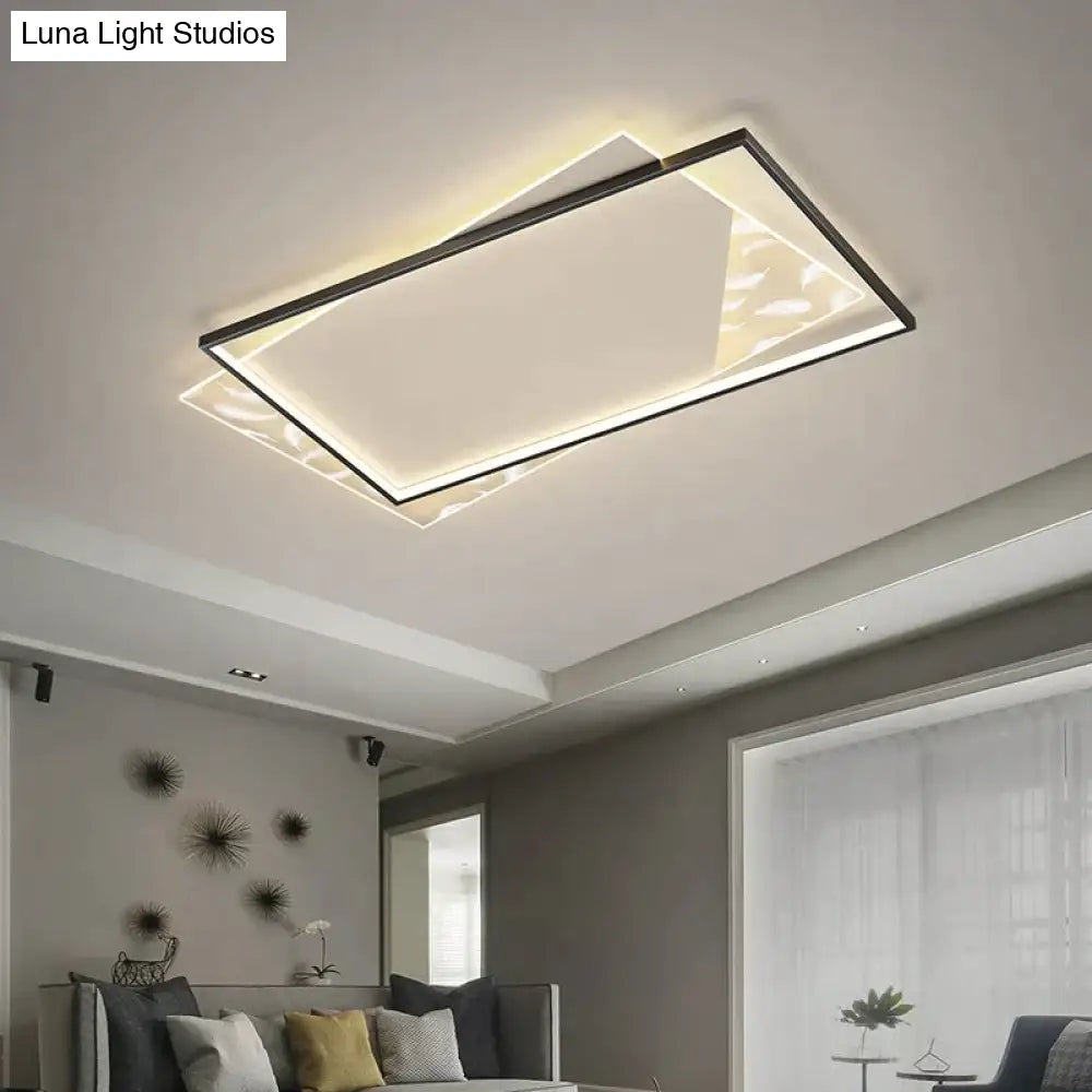 Living Room Lamp Led Light Luxury Modern Creative Feather Ceiling Rectangular Hall