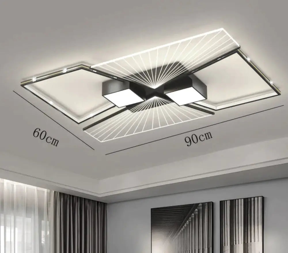Living Room Led Lamp Modern Simple Atmosphere Bedroom Ceiling Lamp Black / L 90CM / White light Ceiling