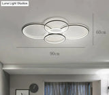 Living Room Main Lamp Atmospheric Hall Minimalist Circular Ring Indoor Ceiling Black / L 90Cm White