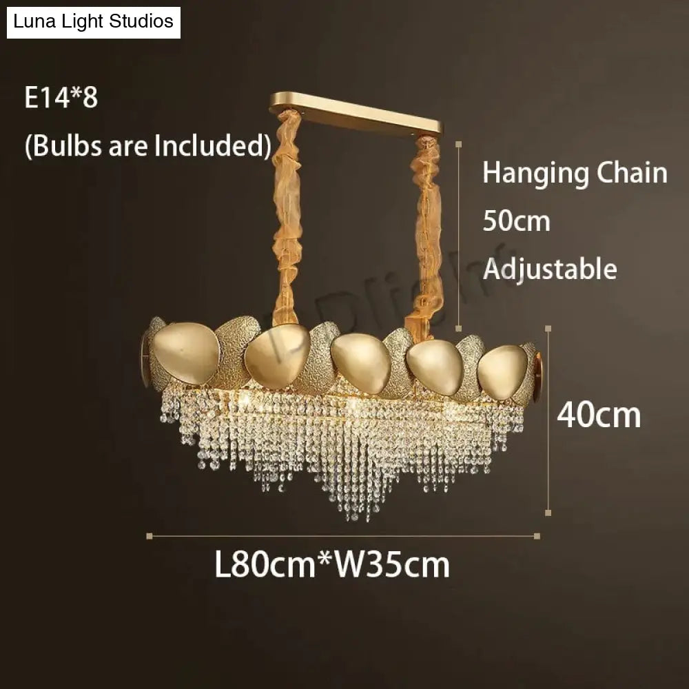Lizzie - Crystal Luxury Tassels Led Ceiling Chandelier L80Cm / Cold White