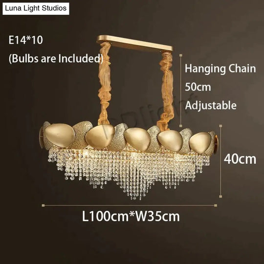 Lizzie - Crystal Luxury Tassels Led Ceiling Chandelier L100Cm / Cold White
