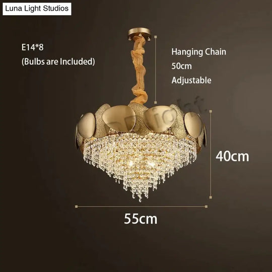 Lizzie - Crystal Luxury Tassels Led Ceiling Chandelier 55Cm / Cold White