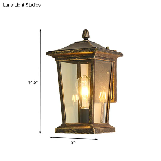 Lodge Birdcage Outdoor Wall Mounted Light Fixture 1 Sconce Lamp With Clear Glass Bronze Finish