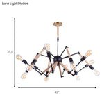 Lodge Style Chandelier Lighting - Adjustable Arm 6/8 Heads Wood And Metal Ceiling Fixture