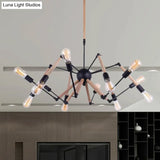 Lodge Style Chandelier Lighting - Adjustable Arm 6/8 Heads Wood And Metal Ceiling Fixture