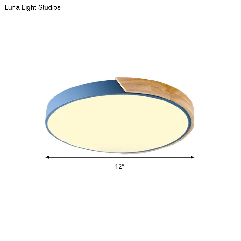 Loft Circle Led Ceiling Light For Kindergarten With Acrylic Shade