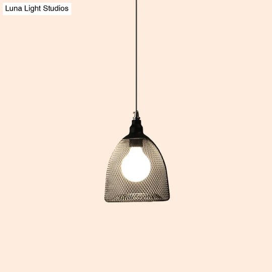 Loft Style Black Iron Mesh Drop Pendant Ceiling Suspension Lamp For Dining Room - 1-Light