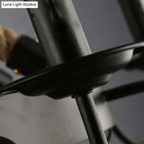 Loft Style Candelabrum Chandelier With 8 Bulbs And Hemp Rope - Black Hanging Lamp For Living Room