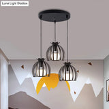 Loft Style Dome Cage Pendant Light With Hanging Head - Black/White Perfect For Living Room