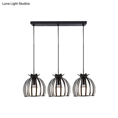 Loft Style Dome Cage Pendant Light With Hanging Head - Black/White Perfect For Living Room