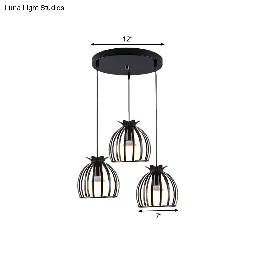 Loft Style Dome Cage Pendant Light With Hanging Head - Black/White Perfect For Living Room