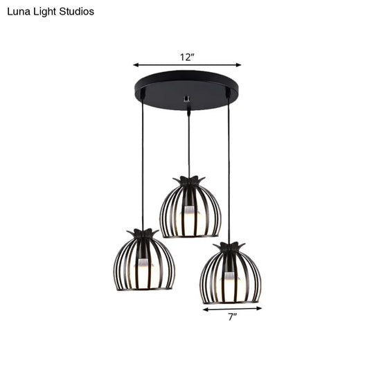 Loft Style Dome Cage Pendant Light With Hanging Head - Black/White Perfect For Living Room