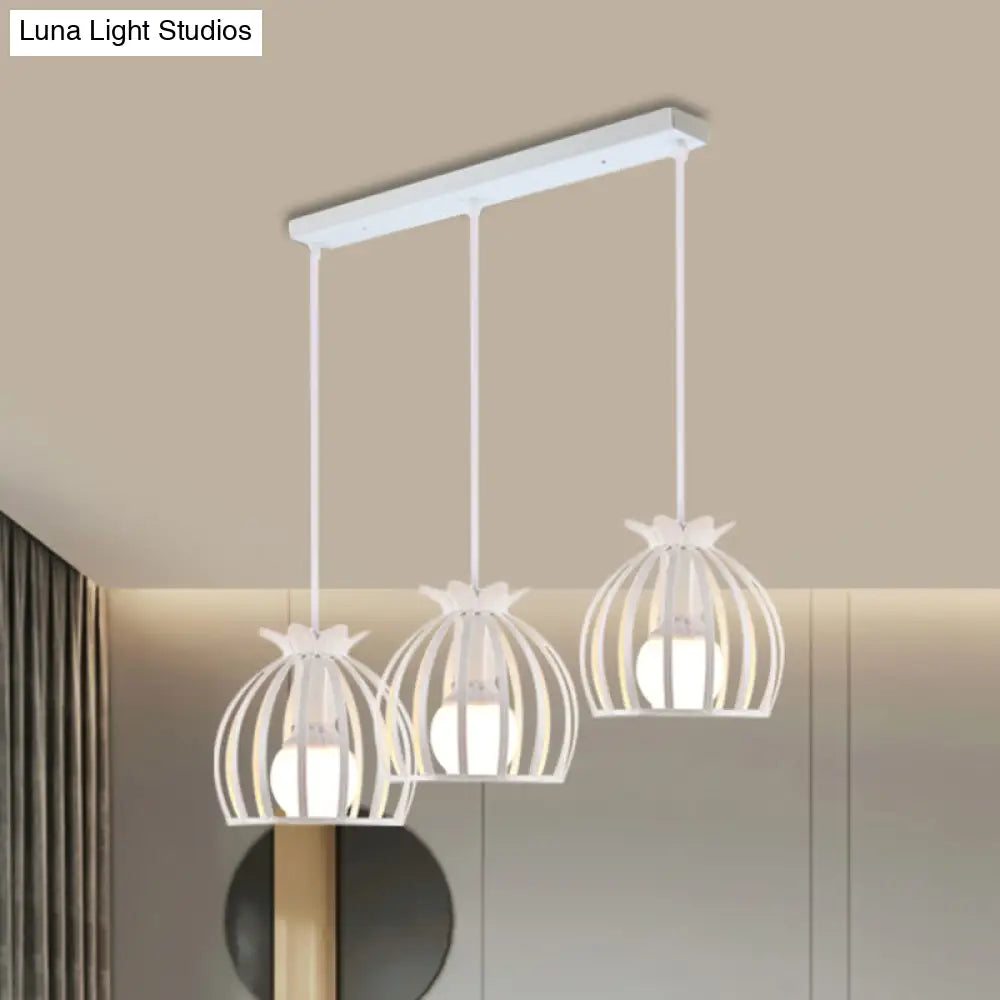 Loft Style Dome Cage Pendant Light With Hanging Head - Black/White Perfect For Living Room