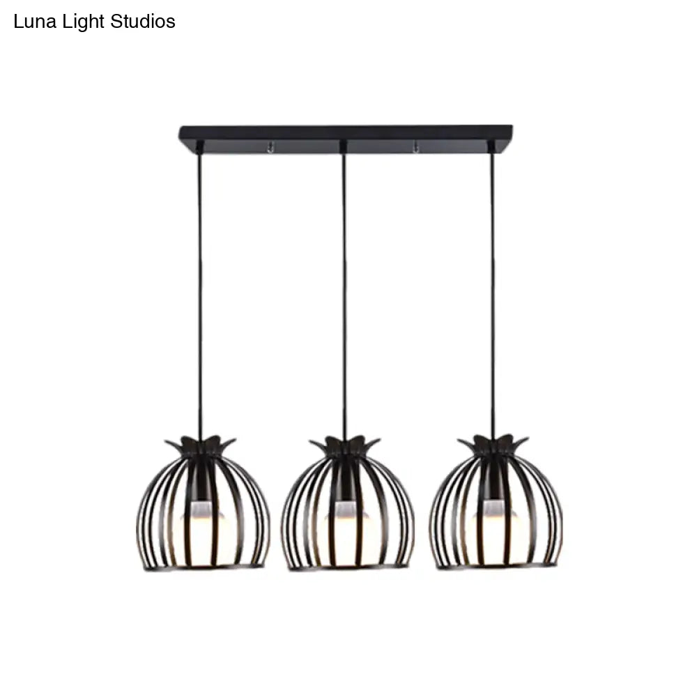 Loft Style Dome Cage Pendant Light With Hanging Head - Black/White Perfect For Living Room