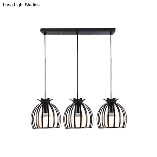 Loft Style Dome Cage Pendant Light With Hanging Head - Black/White Perfect For Living Room
