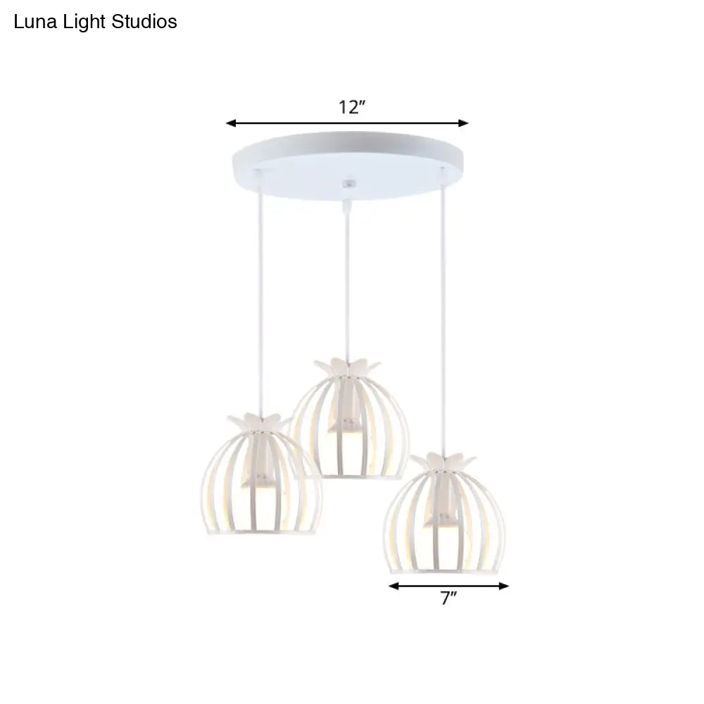 Loft Style Dome Cage Pendant Light With Hanging Head - Black/White Perfect For Living Room