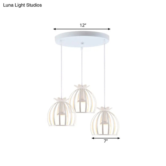 Loft Style Dome Cage Pendant Light With Hanging Head - Black/White Perfect For Living Room