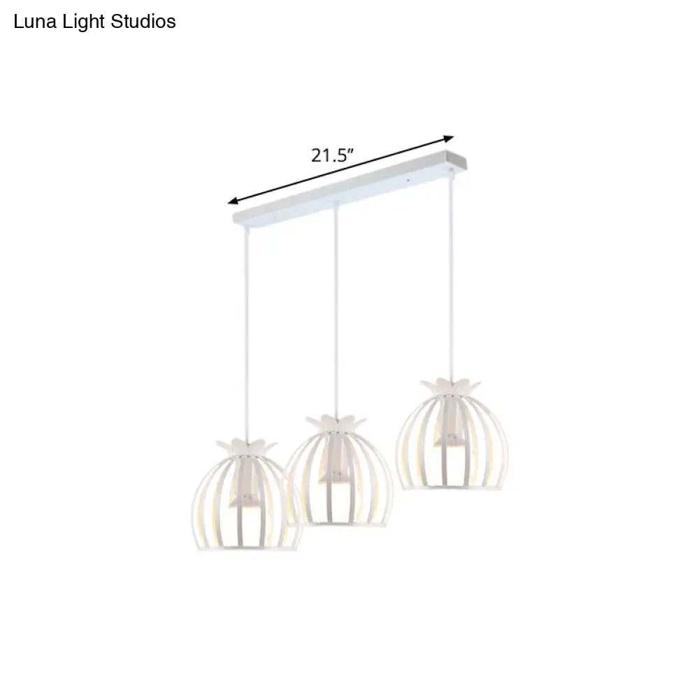 Loft Style Dome Cage Pendant Light With Hanging Head - Black/White Perfect For Living Room