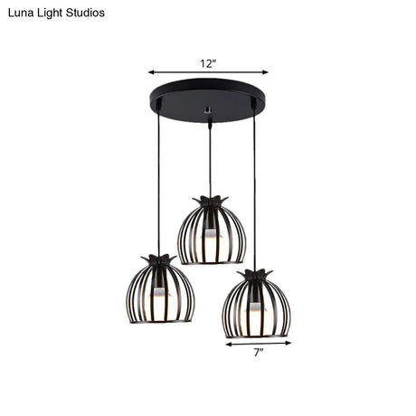 Loft Style Dome Cage Pendant Light With Hanging Head - Black/White Perfect For Living Room