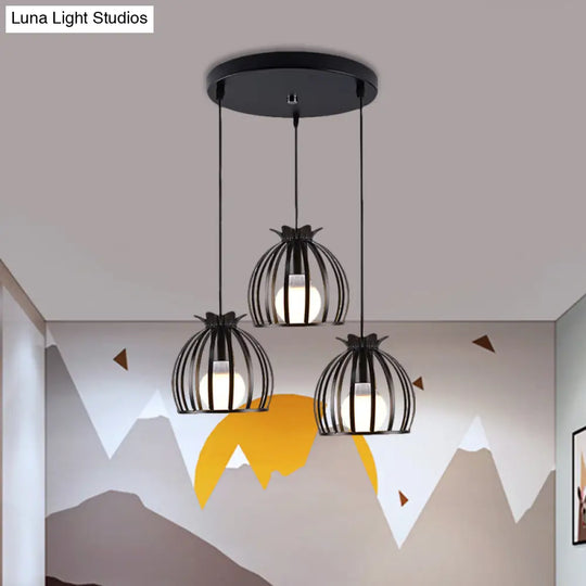 Loft Style Dome Cage Pendant Light With Hanging Head - Black/White Perfect For Living Room