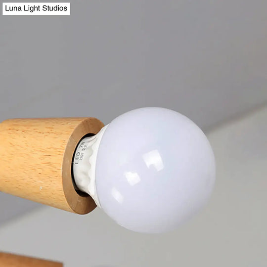 Loft Style Metal Ceiling Light With Open Bulb & Twisted Arm 3/5 Lights Wood Accent Perfect For
